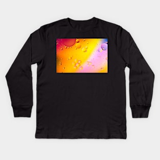 Abstract - Oil and Water on a Coloured background Kids Long Sleeve T-Shirt